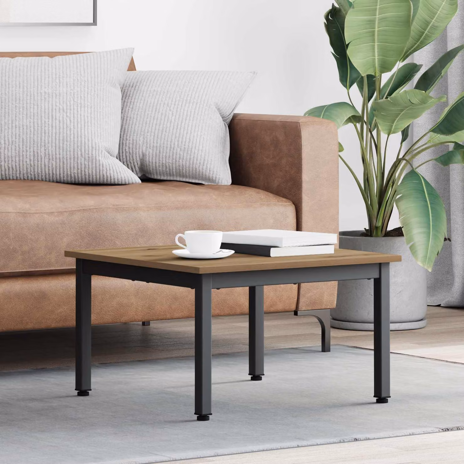 Tavolino da salotto moderno vidaXL in legno rovere marrone L: 60 cm, P: 60 cm, H: 36 cm