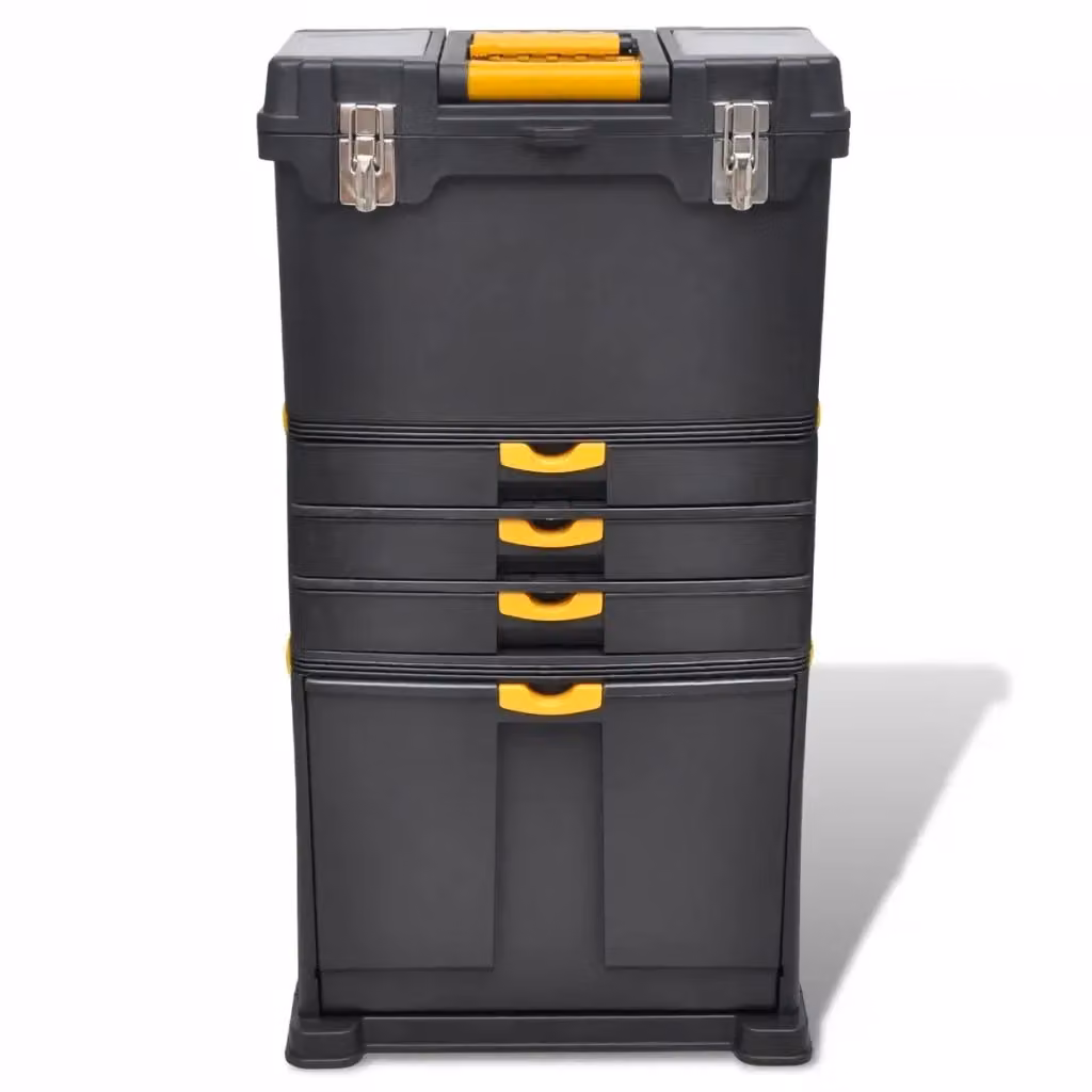 Cassetta degli Attrezzi Trolley Portatile CFW5606167 Design In in Plastica Nero e Giallo con Ruote – 2