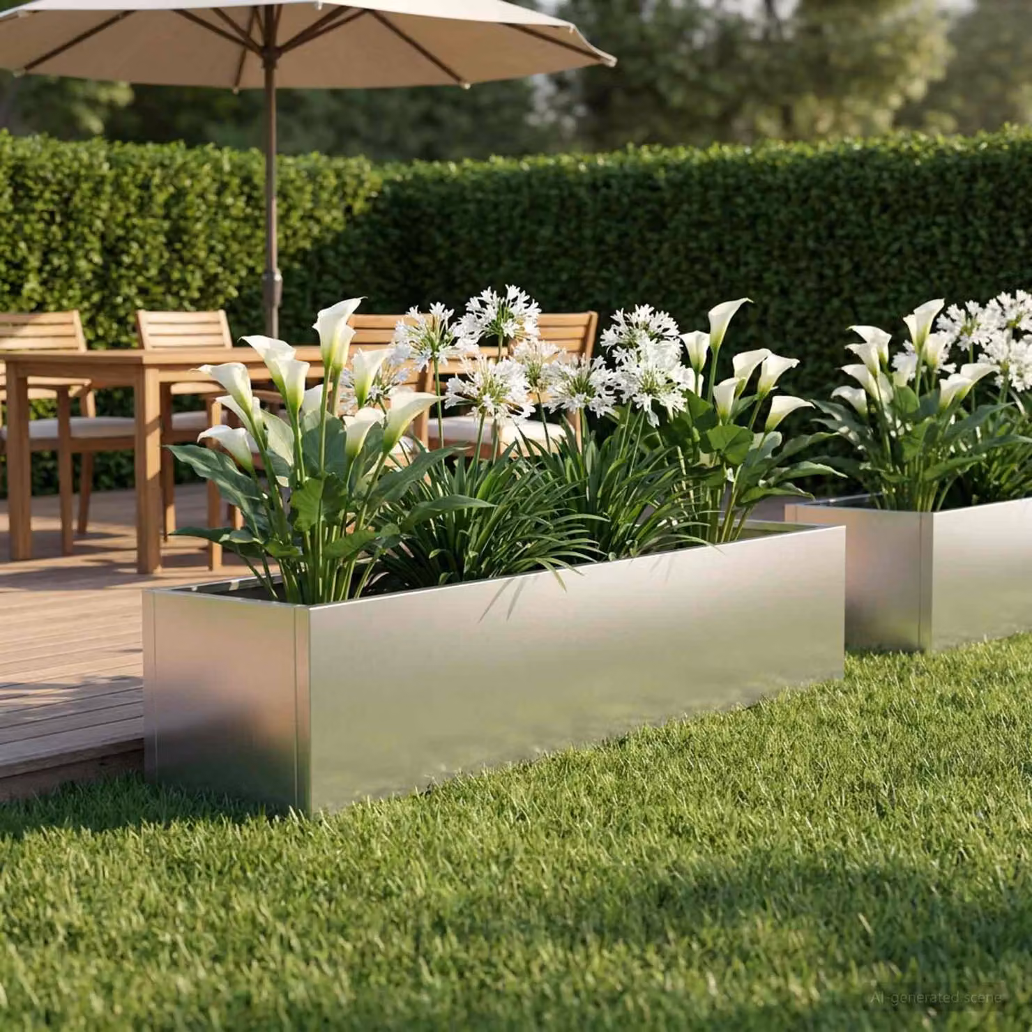 Vaso da giardino vidaXL in acciaio zincato argento, H 80 x L 20 x P 20 cm