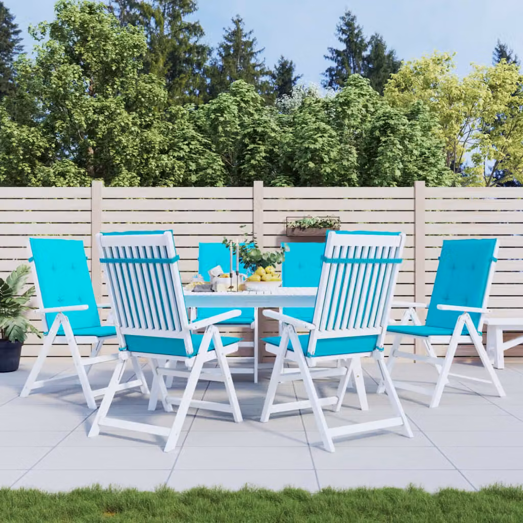 Set di 6 cuscini per sedia con schienale alto vidaXL in tessuto turchese, resistenti all'acqua e ai raggi UV