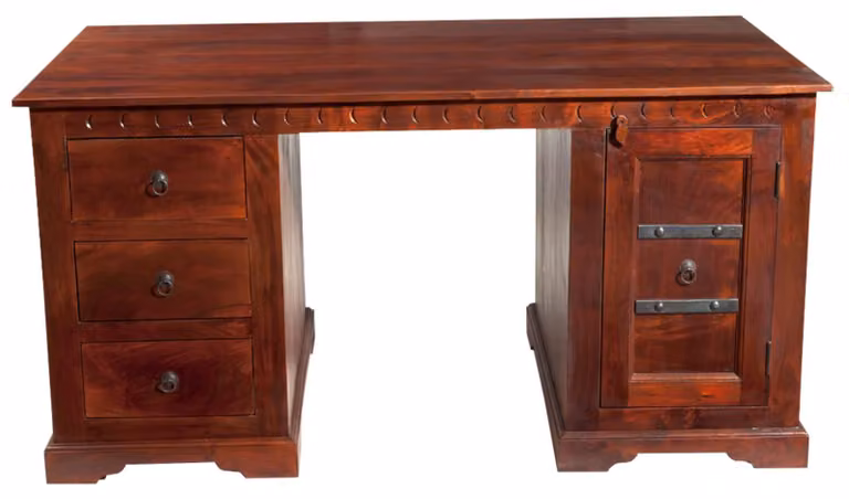 MASSIVMOEBEL24 | scrivania in legno di Acacia 150x85x76 nougat laccato OXFORD #420