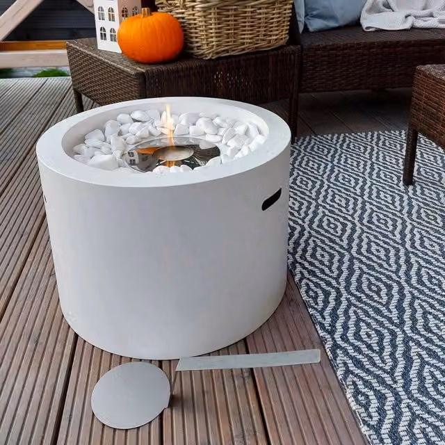 Camino a bioetanolo Aielli DMORA, Caminetto ecologico senza fumo, Bianco, L 47,5 cm x P 47,5 cm x H 32,5 cm