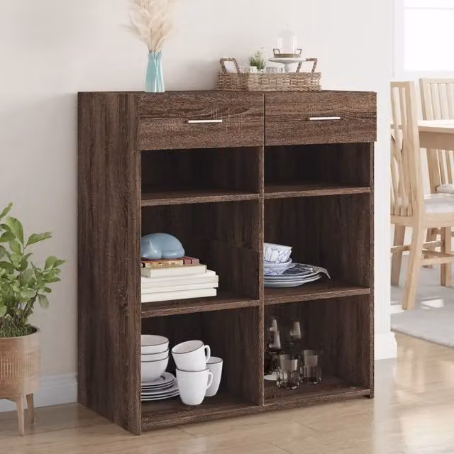 Credenza in legno rovere marrone stile classico vidaXL L/P/H: 80 x 42,5 x 93 cm