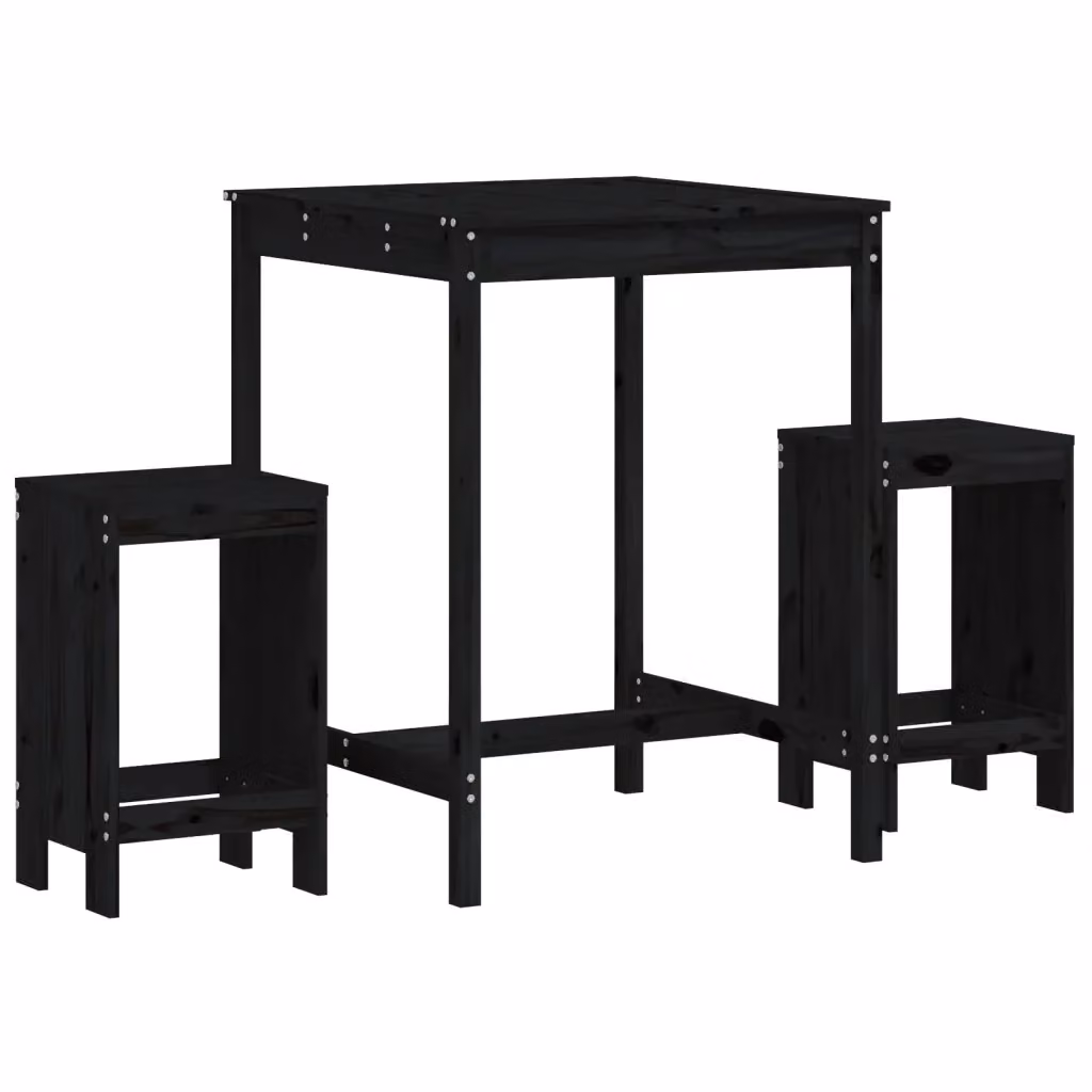 Set Bar da Giardino vidaXL in Legno di Pino Nero con Design Rustico – 2