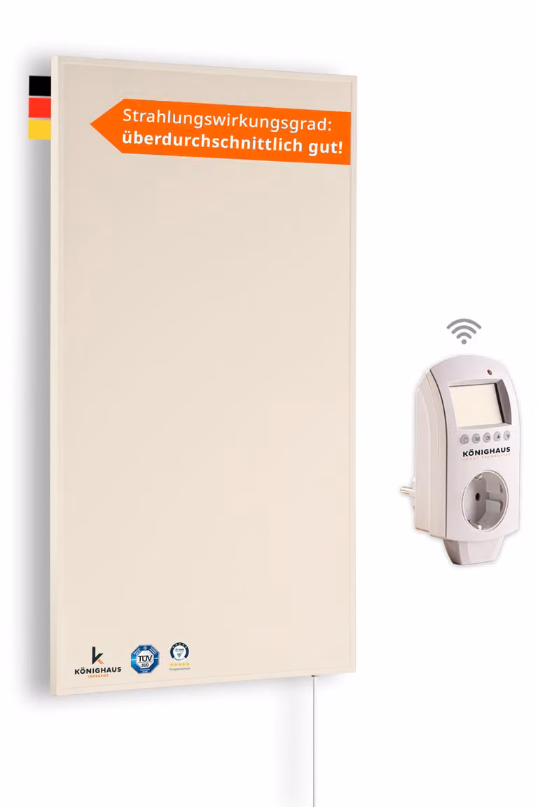 Riscaldamento a infrarossi, modello Colorado Edition - 600 Watt - 1,8 x 60 x 100 cm - Avorio - Montaggio a parete - Stufa a basso consumo energetico