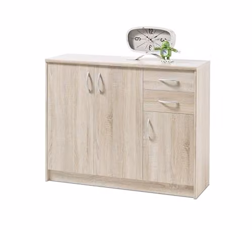 Credenza Moderna Rovere Chiaro 3 Ante 2 Cassetti 109x35x86 cm