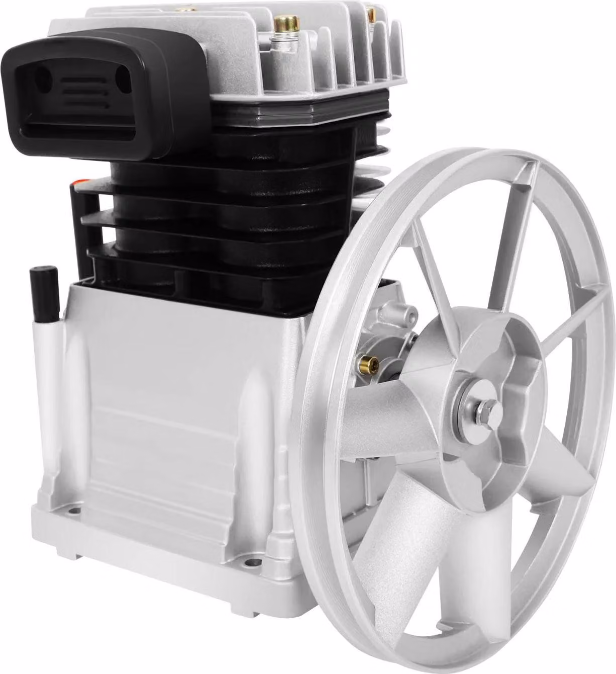 Compressore d'aria - Testata pompa con 2 cilindri - 420 l/min - 8 bar - Lubrificazione a olio con puleggia - Sostituzione per motore da 3 HP - Grigio