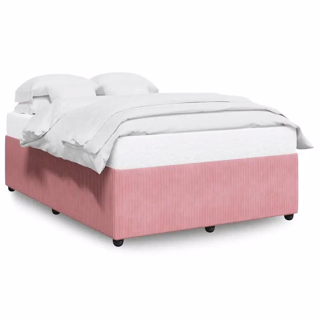 vidaXL Giroletto in Velluto Rosa con Struttura in Legno di Pino L/P: 140 x 190 cm – 2