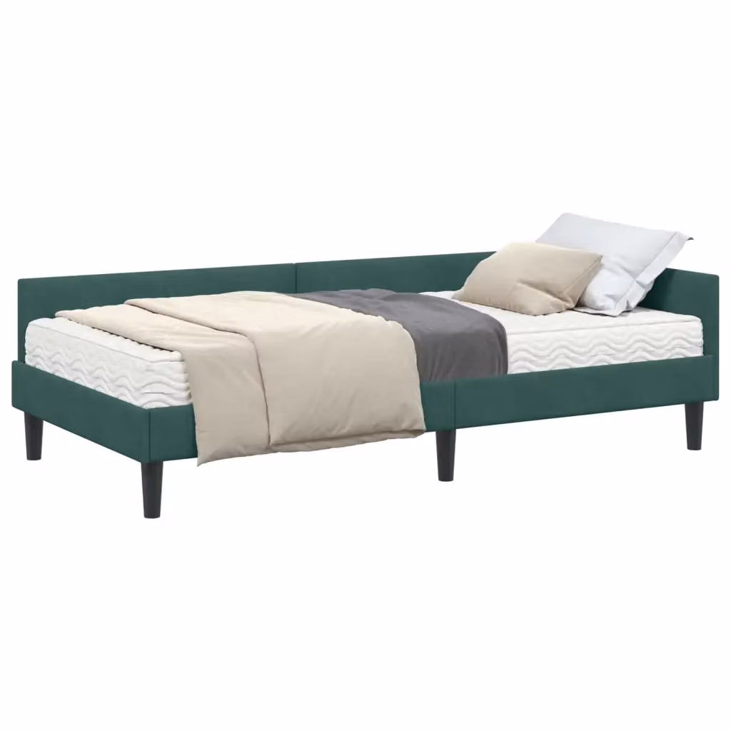 Letto Angolare Moderno con Materasso in Velluto Verde Scuro vidaXL L/P/H: 204 x 104 x 100 cm – 2