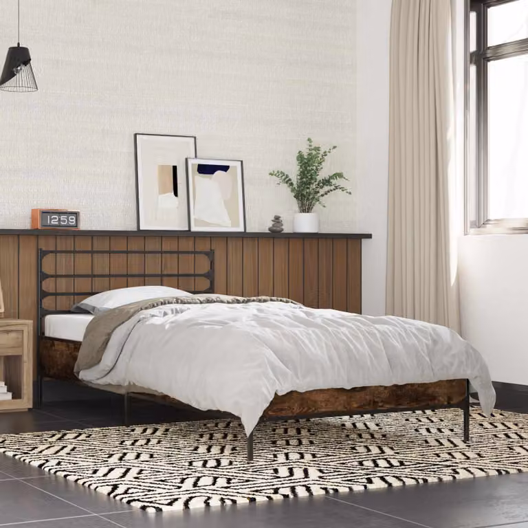 Struttura del letto moderna vidaXL in legno composito colore marrone L 200 x P 80 x H 83 cm