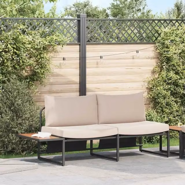 Divano da giardino moderno vidaXL beige con cuscini in tessuto resistente ai raggi UV e struttura in acciaio L: 200,5 cm, P: 70 cm, H: 85,5 cm – 1
