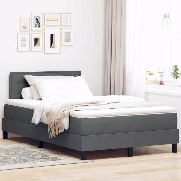 Maison Exclusive - Letto a molle con materasso Grigio scuro 120 x 190 cm Tessuto
