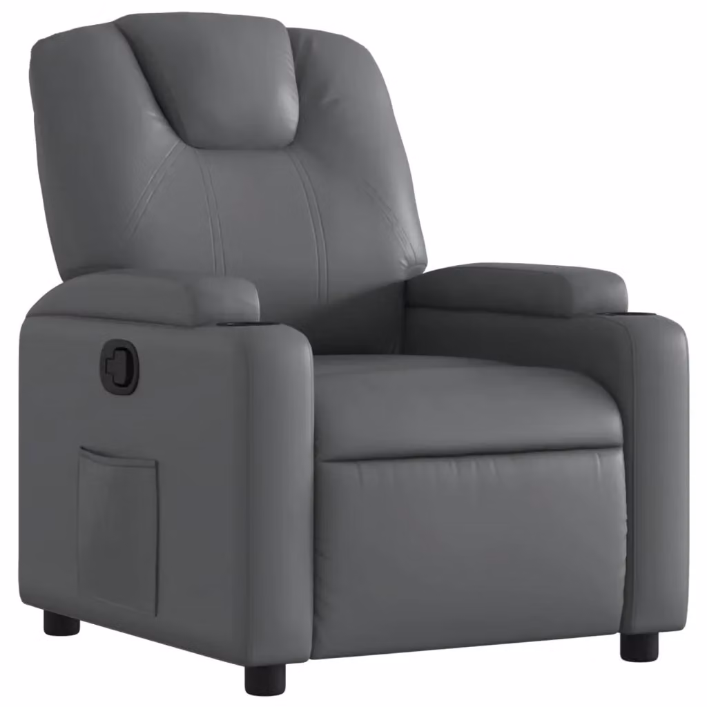 Poltrona reclinabile relax vidaXL in similpelle grigia con braccioli e struttura in legno e metallo – 2