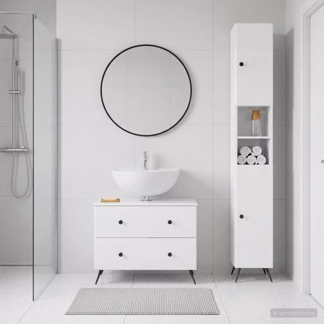 Set di Armadi da Bagno da 2 Pezzi BREDA Bianco Lucido 3417562