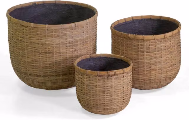 Portavaso cemento bambù 1-3 naturale tondo cm ø49h43