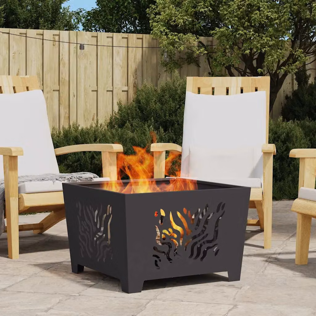 Braciere vidaXL in acciaio corten nero L: 60 cm, P: 60 cm, H: 40 cm