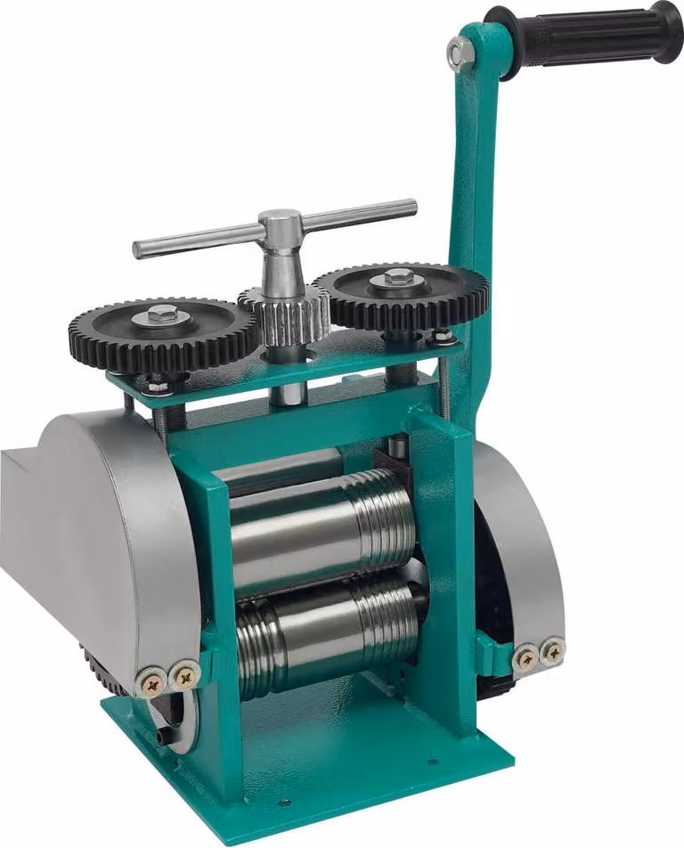 Macchina laminatrice manuale per gioielli - Macchina combinata manuale per laminazione - Apparecchio per laminazione di lamiere e fili - Acciaio, rulli lisci, 20 kg, per la creazione di gioielli a casa - Verde