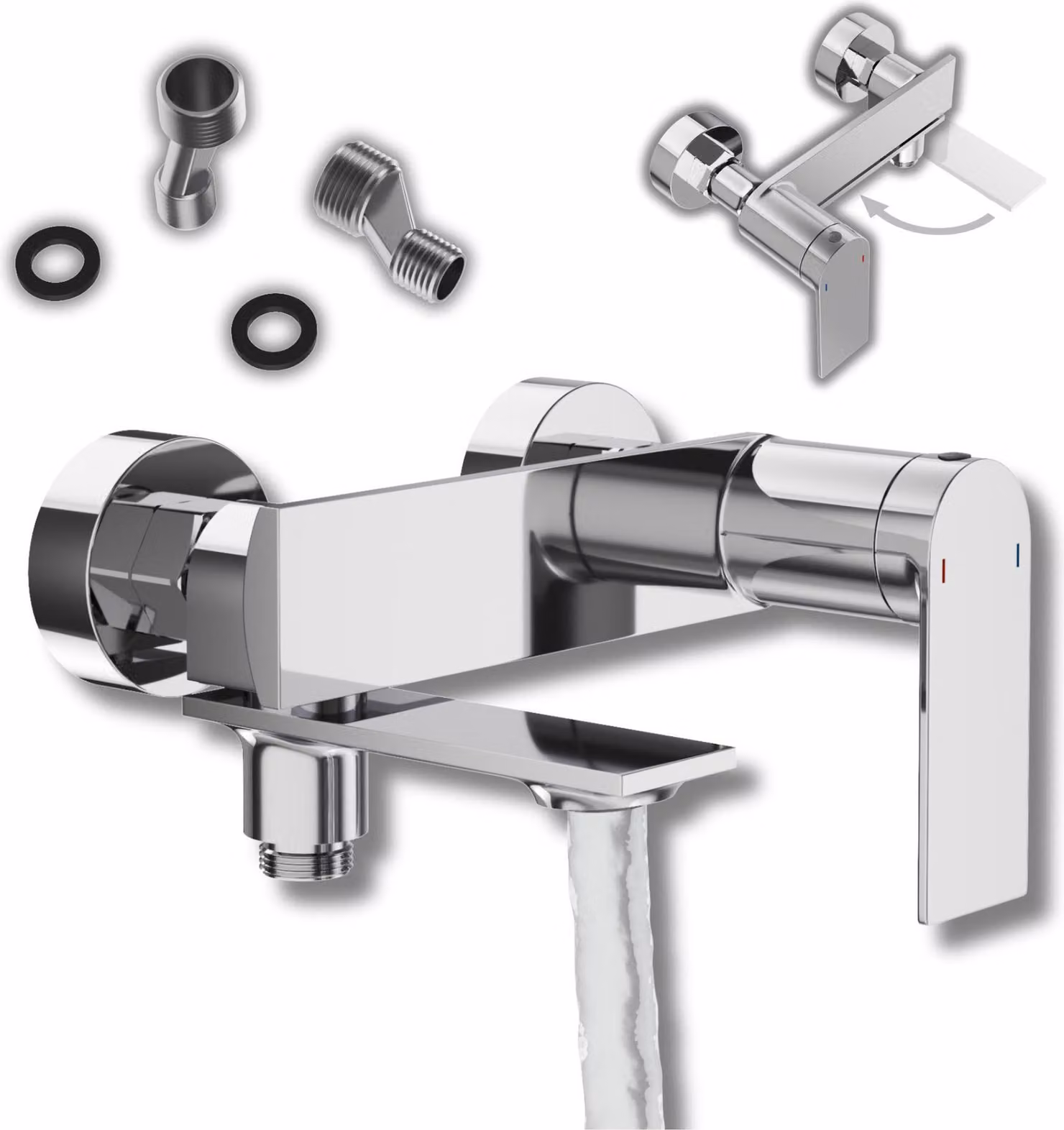 Granitan - Miscelatore vasca - Rubinetto vasca altezza 11,8 cm - Miscelatore cromato - CABO