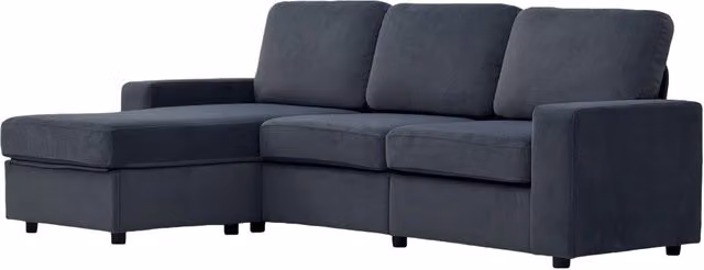 Divano angolare multifunzione DESMIU con 4 vani portaoggetti, chaise longue reversibile e rivestimento sfoderabile, 245,5 cm
