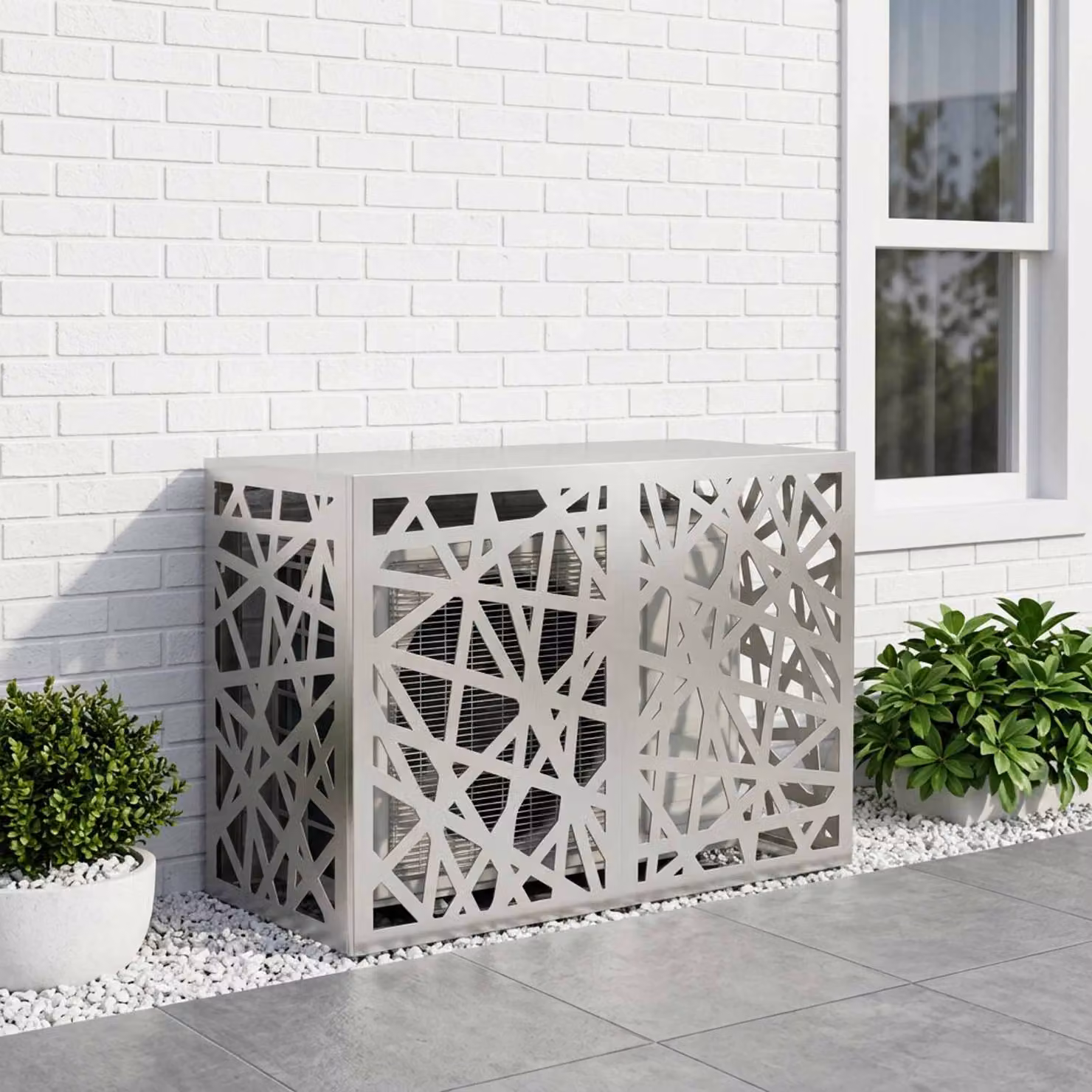 Copertura per condizionatore d'aria vidaXL in acciaio inossidabile, Argento, L 90 x P 40 x H 60 cm