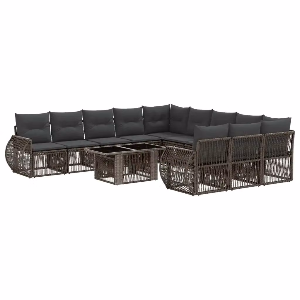 Set Divano da Giardino vidaXL in Polyrattan Grigio e Antracite con Tavolino e Cuscini – 2