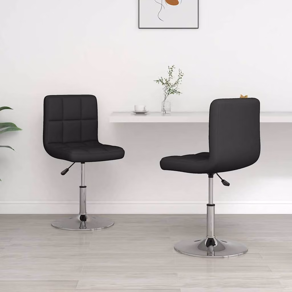 Set di 2 sedie da pranzo moderne vidaXL in similpelle nera con base girevole 360 gradi