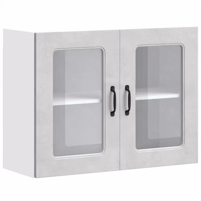 Pensile da cucina e soggiorno HELLOSHOP26 moderno con ante in vetro e finitura grigio opaco L: 80 cm, P: 31 cm, H: 60 cm