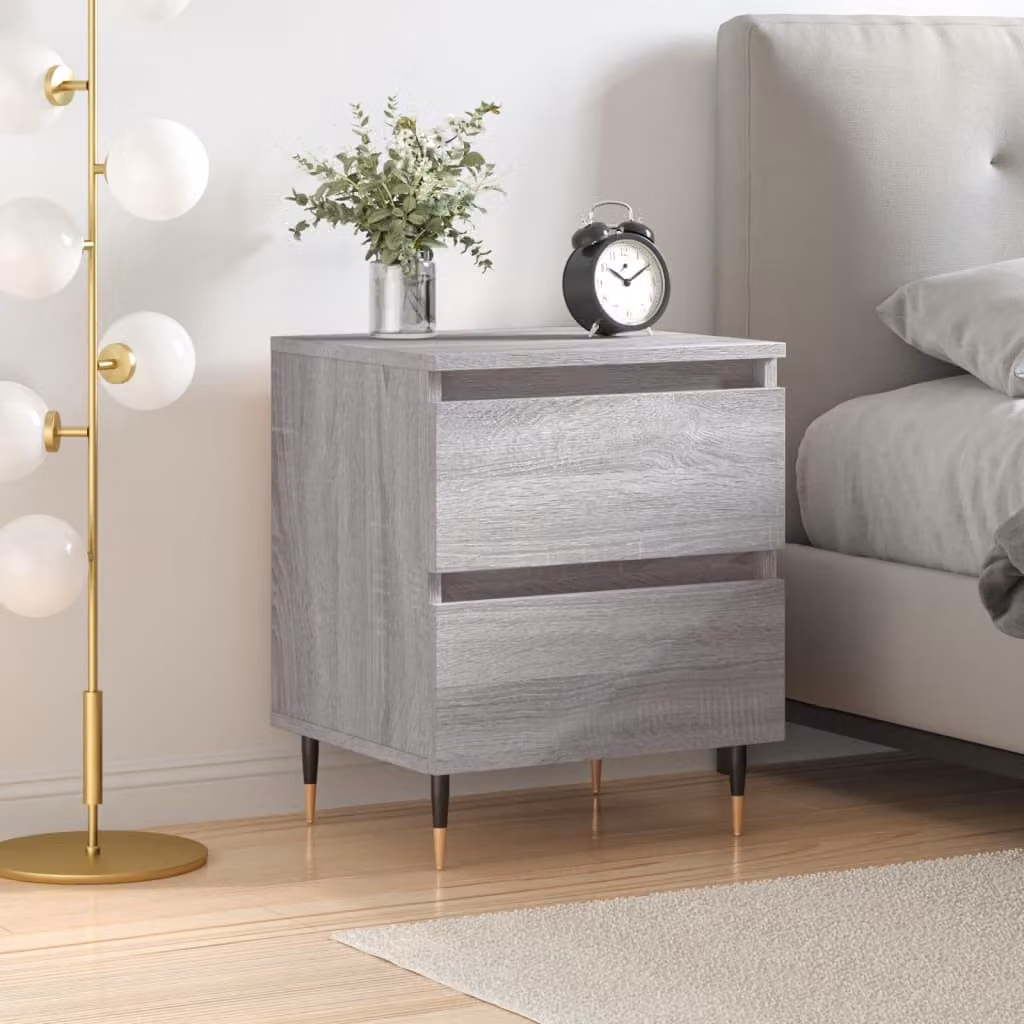 Comodino moderno da parete vidaXL in legno e metallo, Grigio opaco, L: 40 cm, P: 35 cm, H: 50 cm