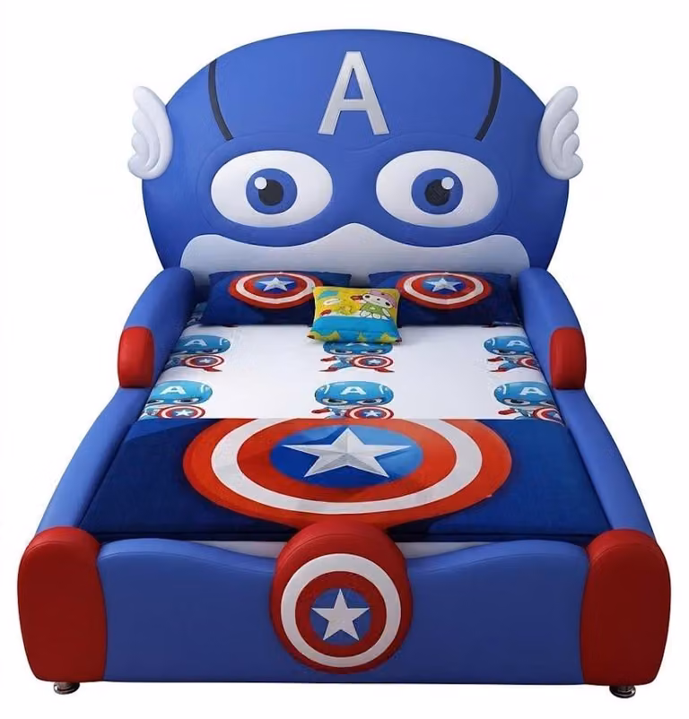 Letto per bambini a tema Captain America, colore blu, di alta qualità, ideale per la cameretta