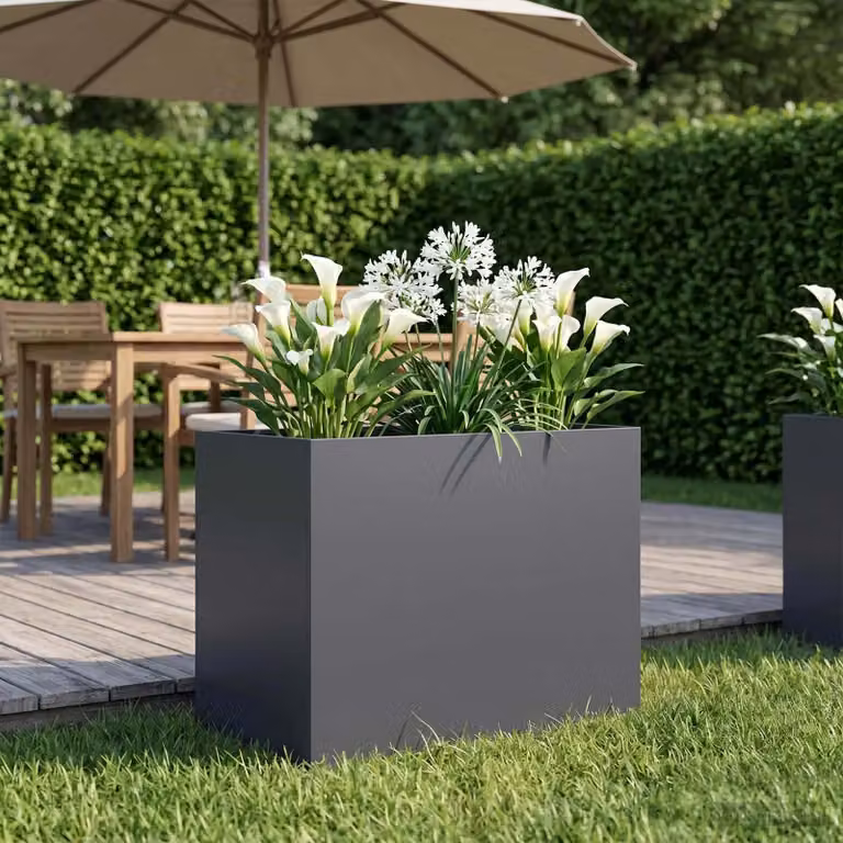 Vaso da giardino vidaXL in metallo colore antracite L: 50 cm, P: 40 cm, H: 50 cm