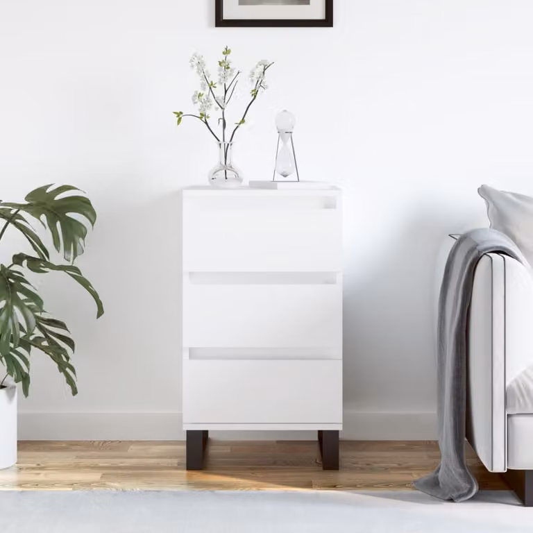 Credenza moderna vidaXL bianca in legno e metallo, sospesa, L 40 cm x P 35 cm x H 70 cm