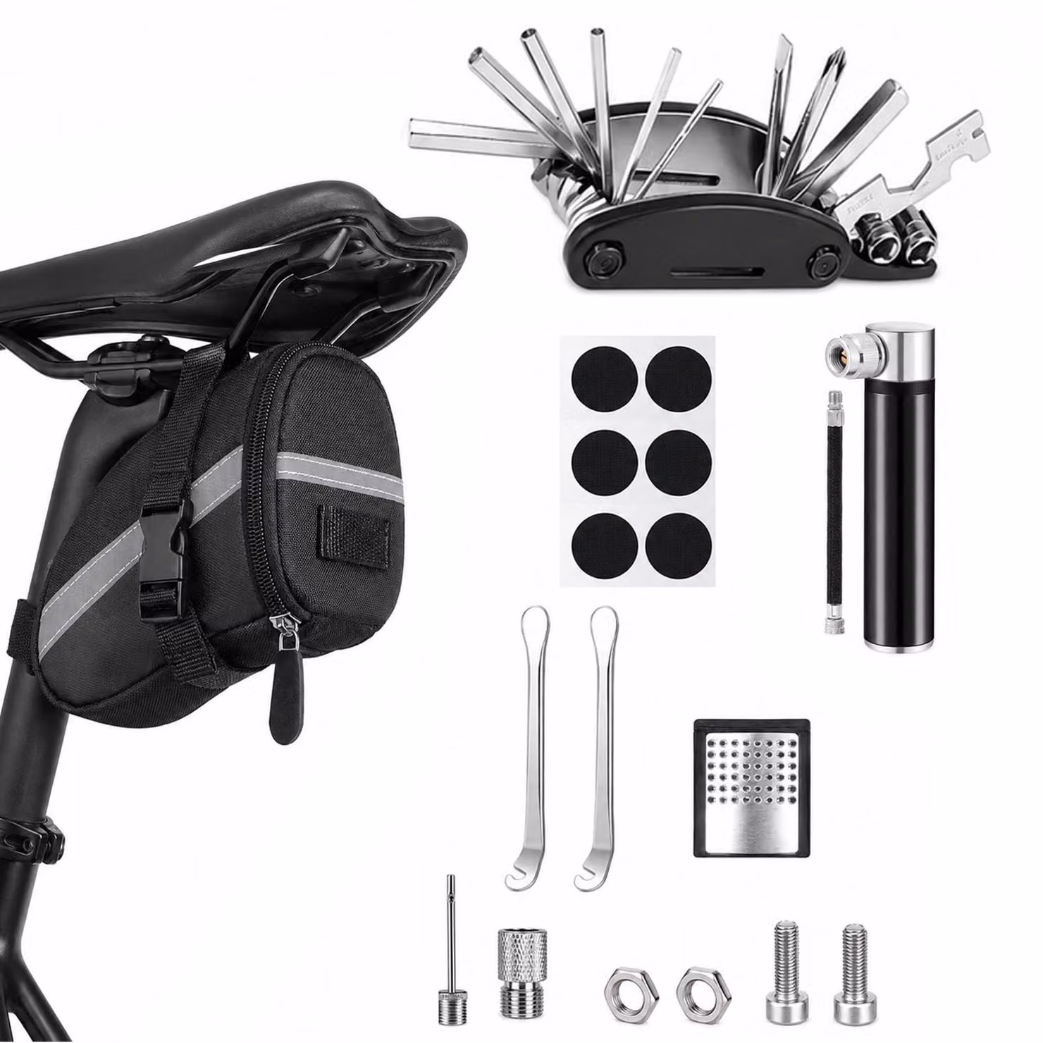 Kit di riparazione per biciclette - Multitool 16-in-1 per emergenze