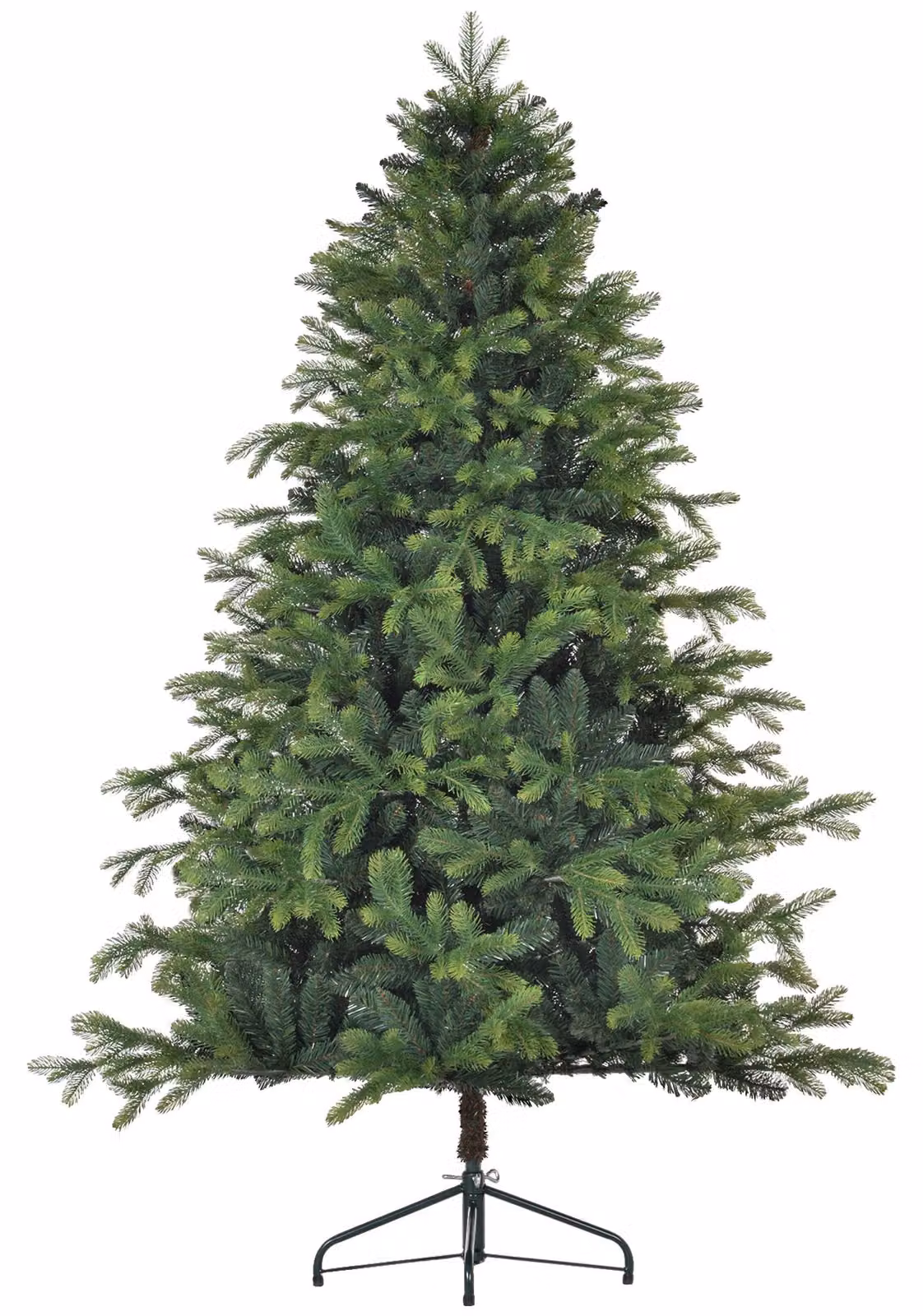 Albero di Natale artificiale, aspetto realistico, ignifugo, base in metallo stabile, 183 cm, verde