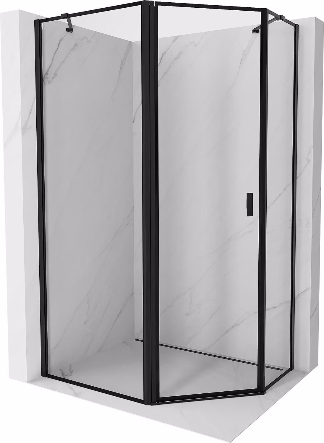 Mexen Mist cabina doccia pentagonale asimmetrica apribile sinistra 100 x 90 cm, cornice nera, nero - 8A8-100-090-70-70-L