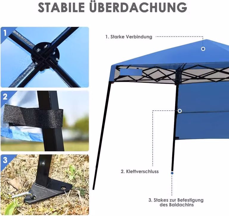Tenda da giardino portatile con borsa, 181x181x210 cm, blu