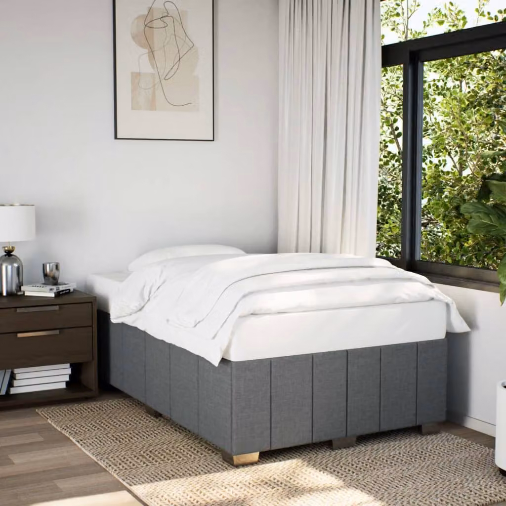 vidaXL Giroletto senza Materasso in Tessuto Grigio con Struttura in Legno e Listelli, L/P: 120 x 200 cm – 1