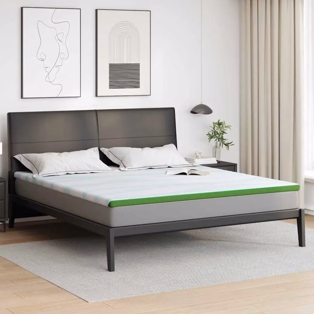Topper per materasso vidaXL Bianco e Verde 200 x 200 cm
