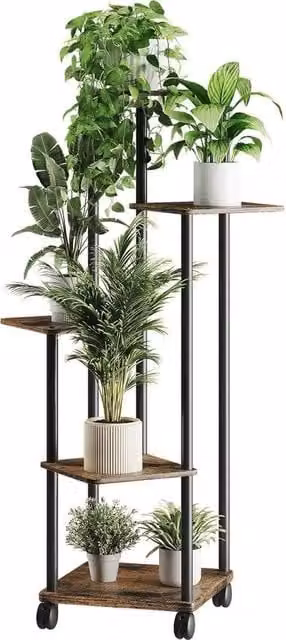Regolo per Piantine con Ruote e 5 Livelli - Supporto per Piante Versatile per Interno e Esterno
