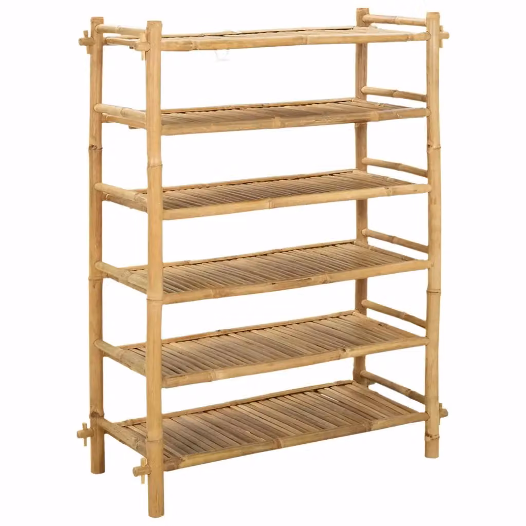 Scarpiera moderna vidaXL in bambù color beige con 6 ripiani, L: 42 cm, P: 35 cm, H: 115 cm – 2
