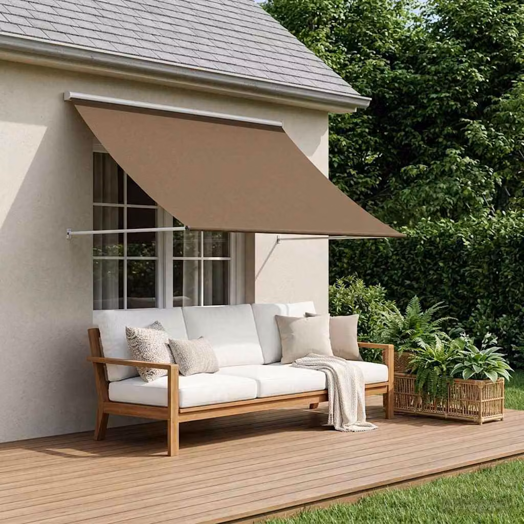 Tenda da sole vidaXL con bracci pieghevoli in acciaio e tessuto in poliestere, colore beige, L 300 x P 150 cm