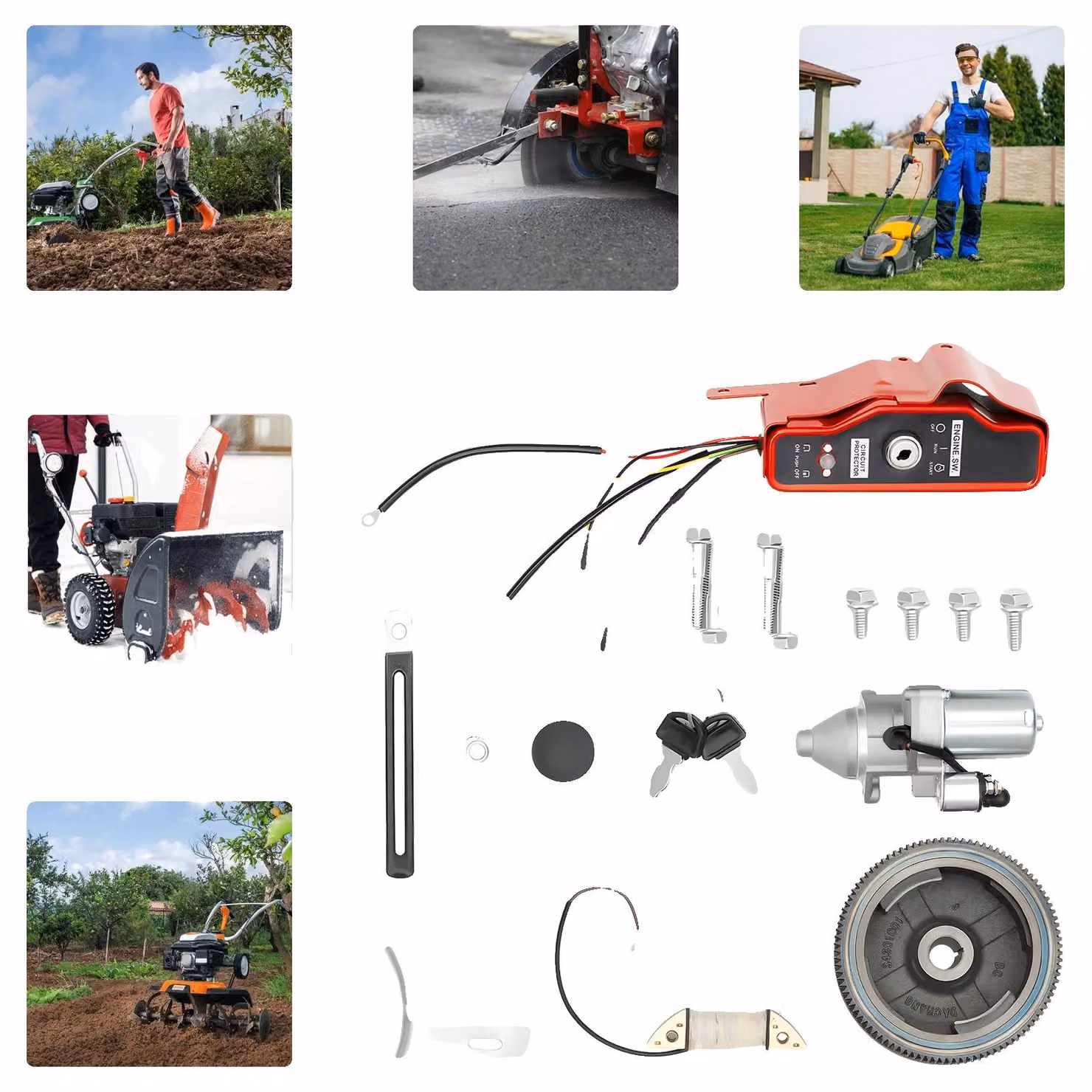 Kit di avviamento elettrico, in alluminio e ferro di alta qualità, realizzato su misura per i motori GX340 da 11 CV e GX390 da 13 CV, progettato per motori compatibili da 11 CV e 13 CV, consente l'avviamento elettrico con chiave,