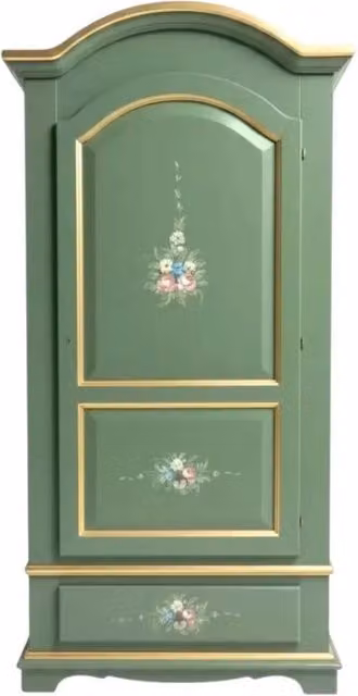 Armadio classico shabby chic in legno verde con decori oro Mobili 2G L: 96 cm, P: 56 cm, H: 196 cm – 3