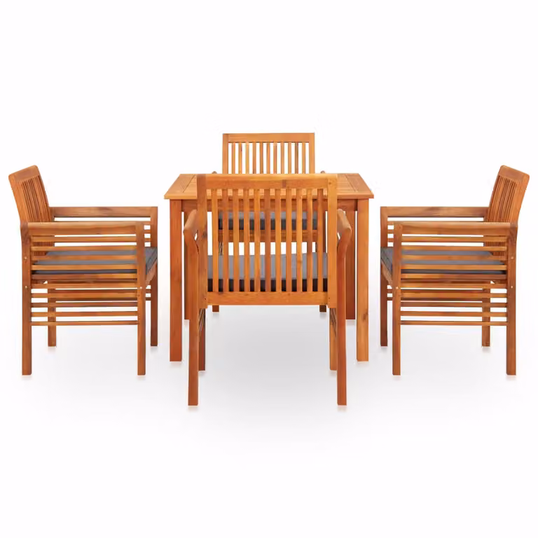 vidaXL Set da pranzo da giardino 5 pezzi con cuscini in legno massello di acacia
