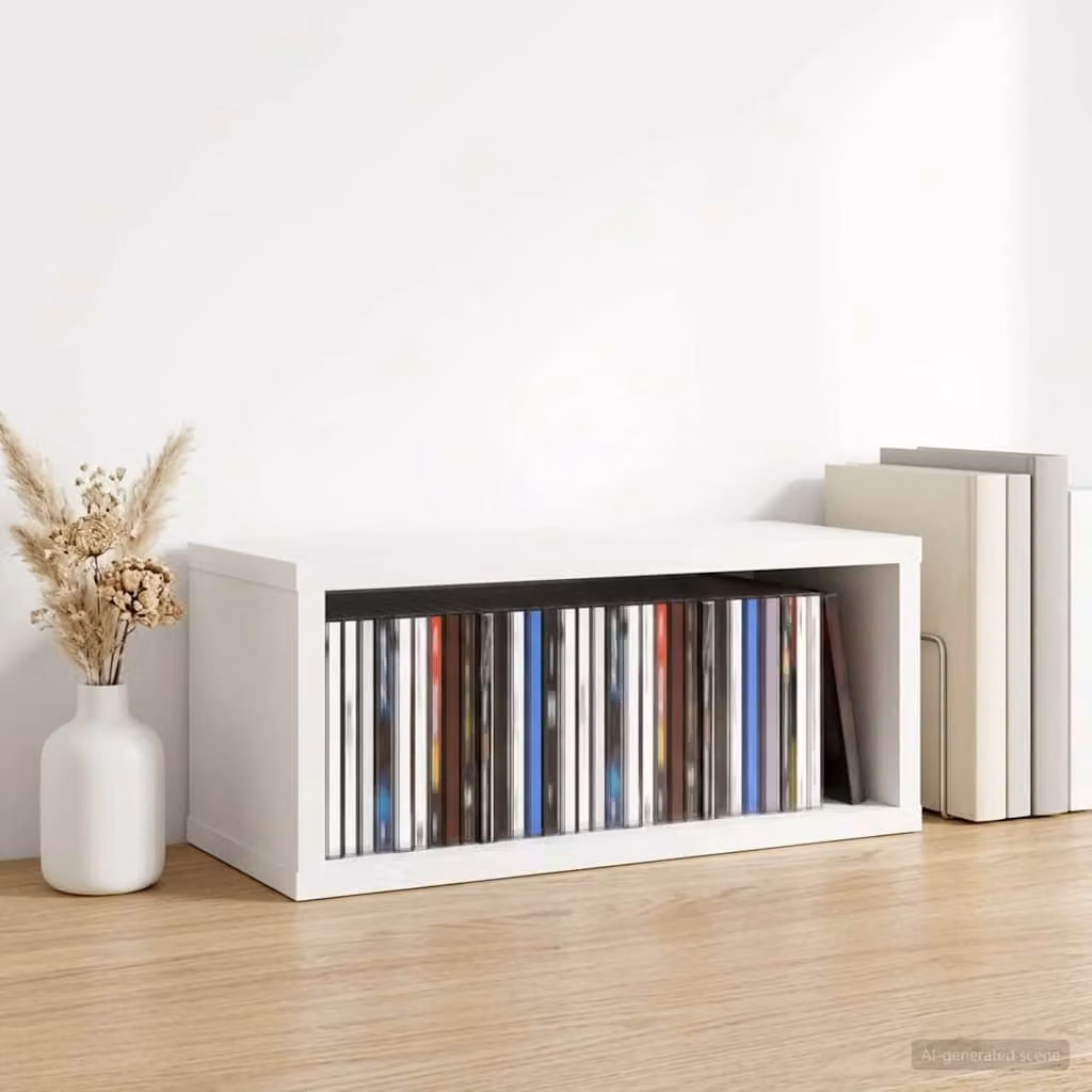 vidaXL Rack per Stoccaggio CD Bianco in MDF L/P/H: 40 x 17 x 17 cm