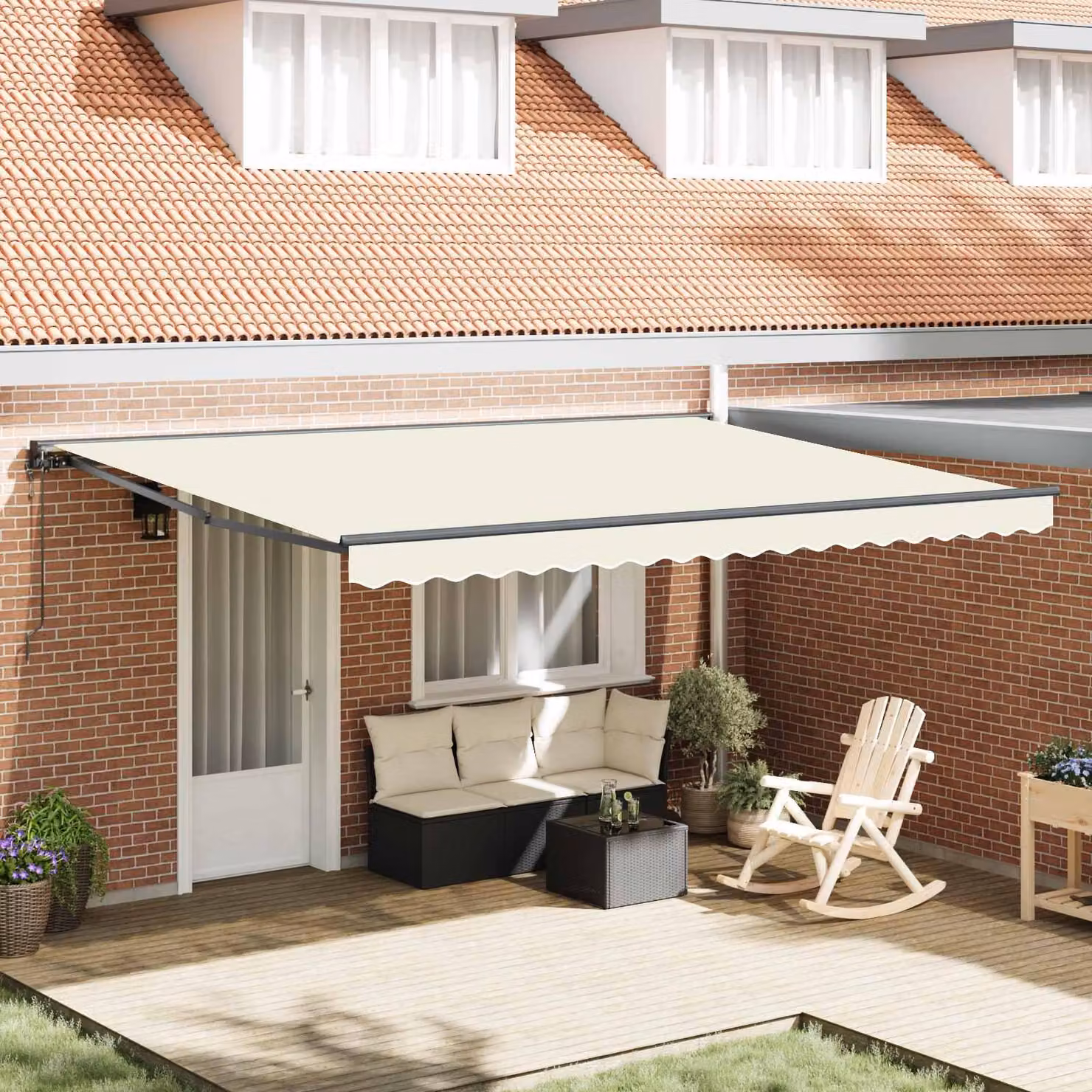 Maison Exclusive - Telaio per tenda da sole color crema 450 x 300 cm in poliestere con rivestimento in PU