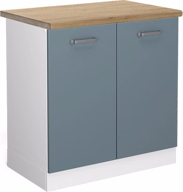 Mobile lavello cucina R-Line Grigio-blu/Bianco 80 cm, PL Rovere Vicco