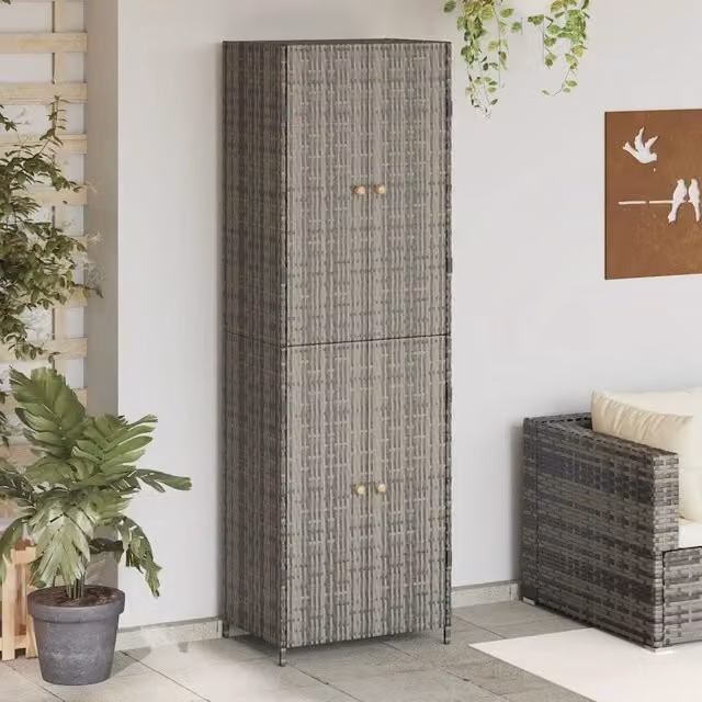 Armadietto Portaoggetti da Giardino 59x40x180 cm in Polyrattan 319873