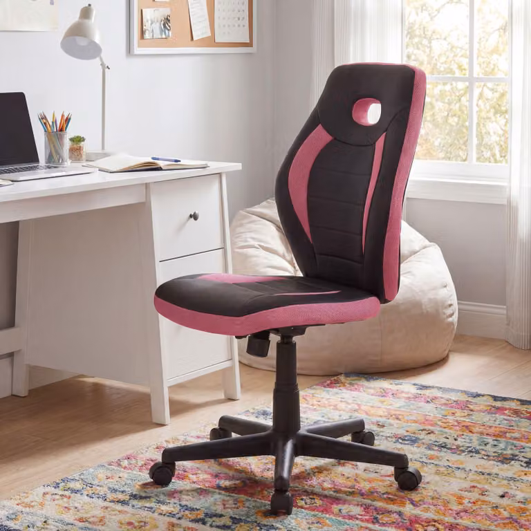 FineBuy Sedia da scrivania per bambini rosa, per bambini dai 6 anni in su, con schienale; sedia girevole ergonomica per bambini, sedia da ufficio per bambini, sedia per ragazzi, regolabile in altezza