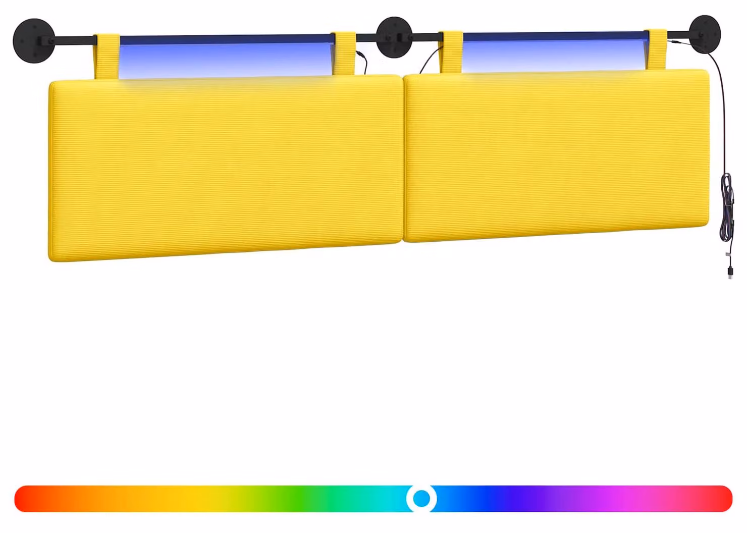Testiera sospesa Con luce LED Giallo Chiaro Tessuto in Cords