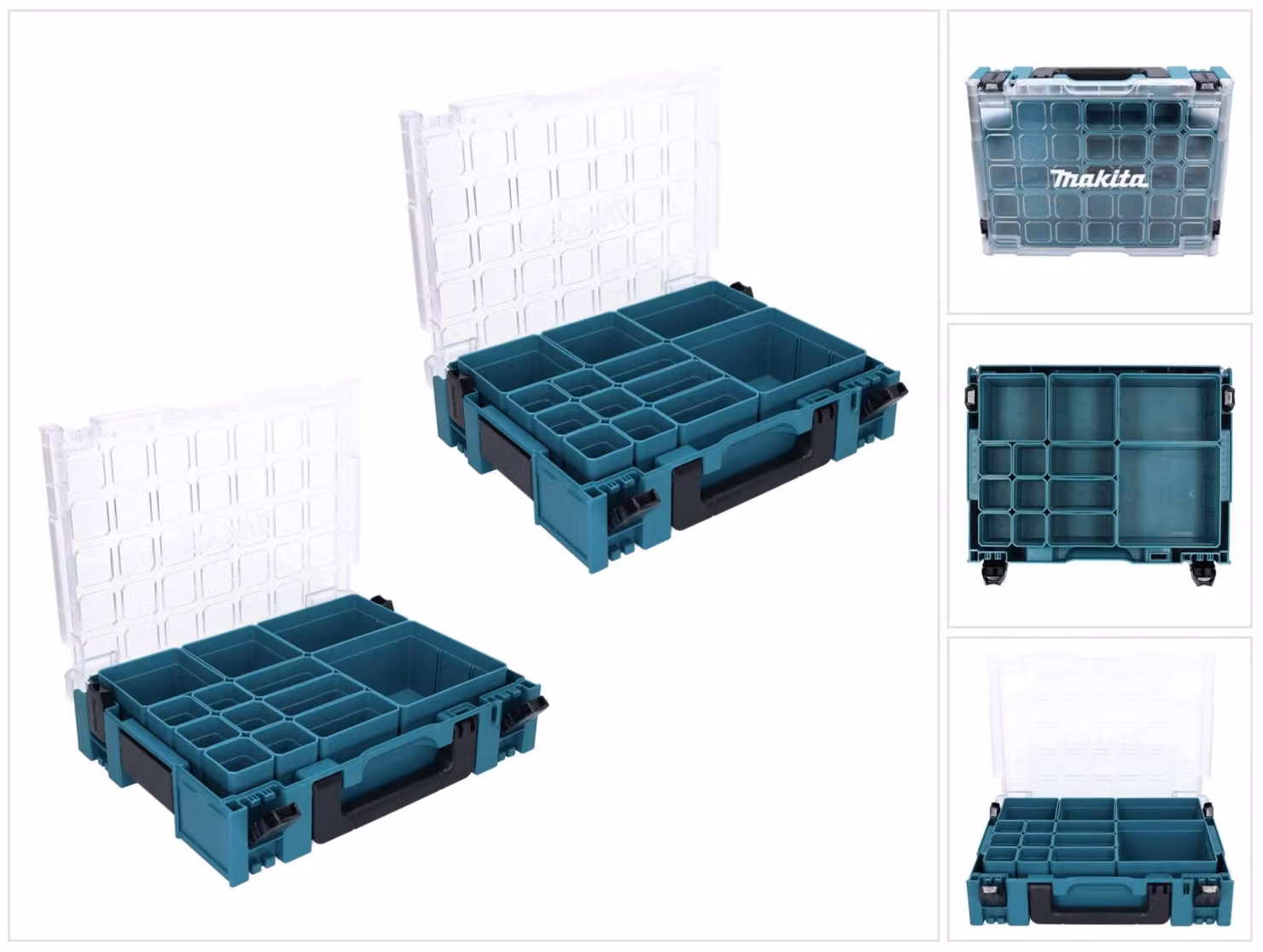 Set di organizer Makita MAKPAC 1 2x valigetta per minuteria 395 x 295 x 110 mm ( 2x 191X80-2 ) con 13x inserti in scatola